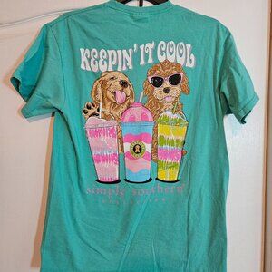 EUC Simply Southern Shore Green "Keepin it cool" Doodle Golden Retriever Tee M
